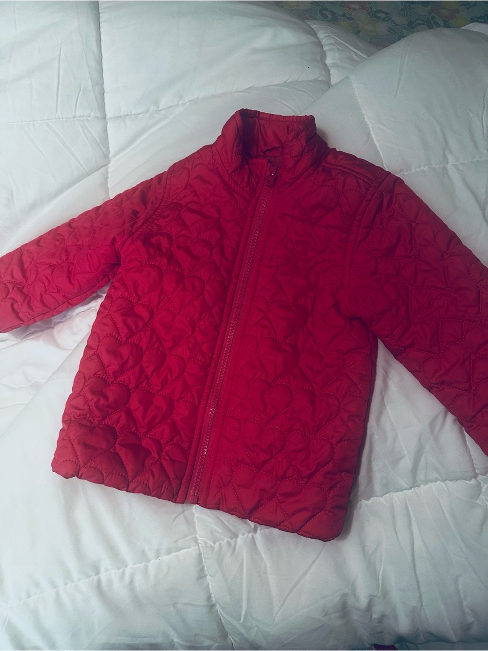 Old Navy Girls Pink Quilted Heart Puffer Jacket